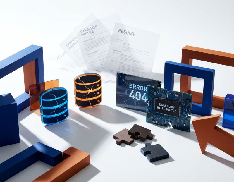 gebroken grafieken en gefragmenteerde digitale schermen tonen data-onderbrekingen met dramatische belichting op witte achtergrond.